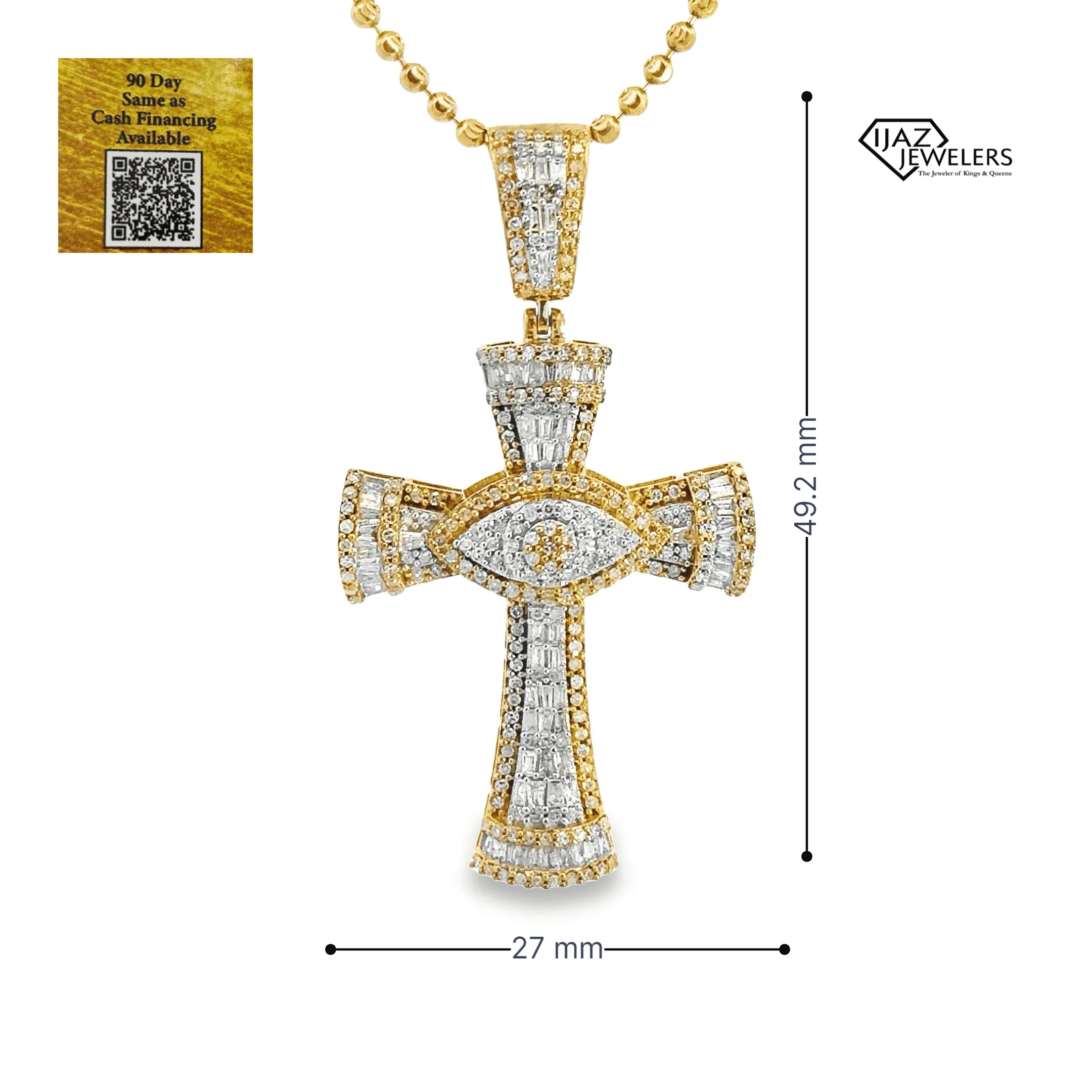 10K Gold 1.32 CTW Diamond Cross Charm