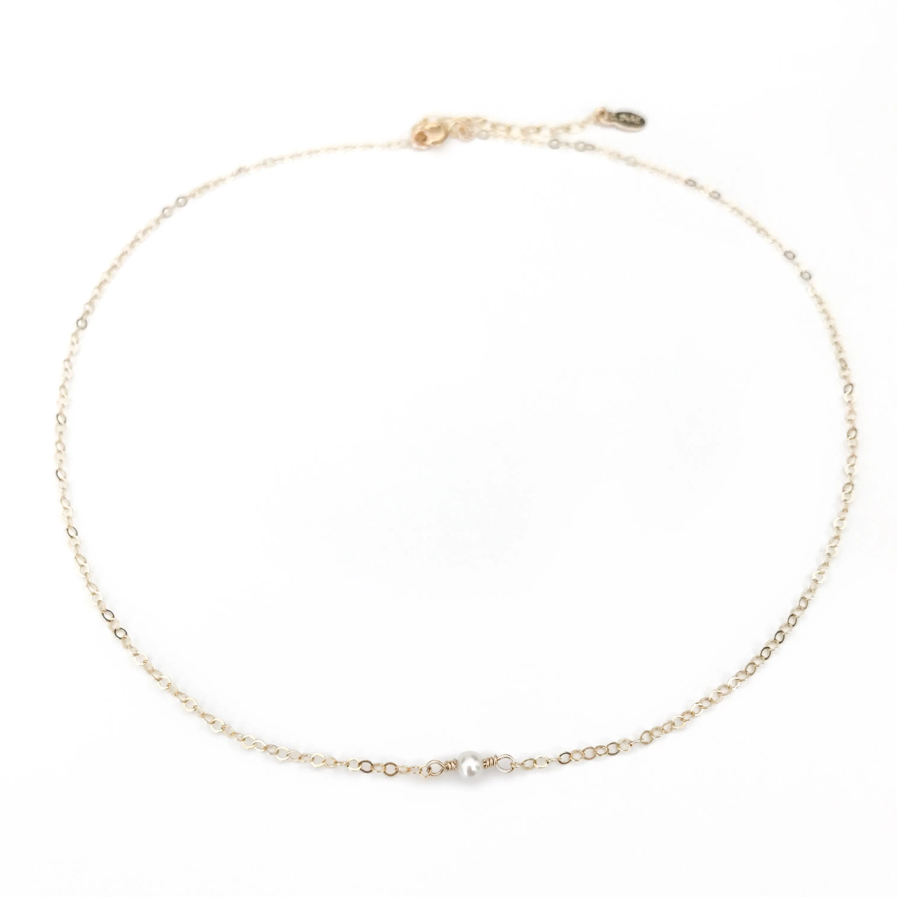 14K Dainty Pearl Necklace