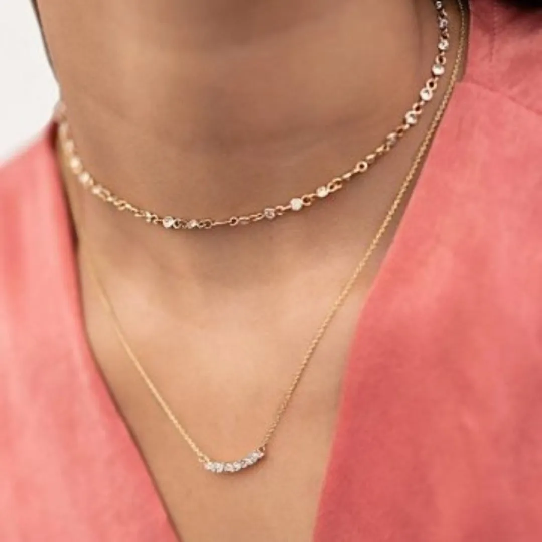 14K Diamond Bar Pendant Necklace