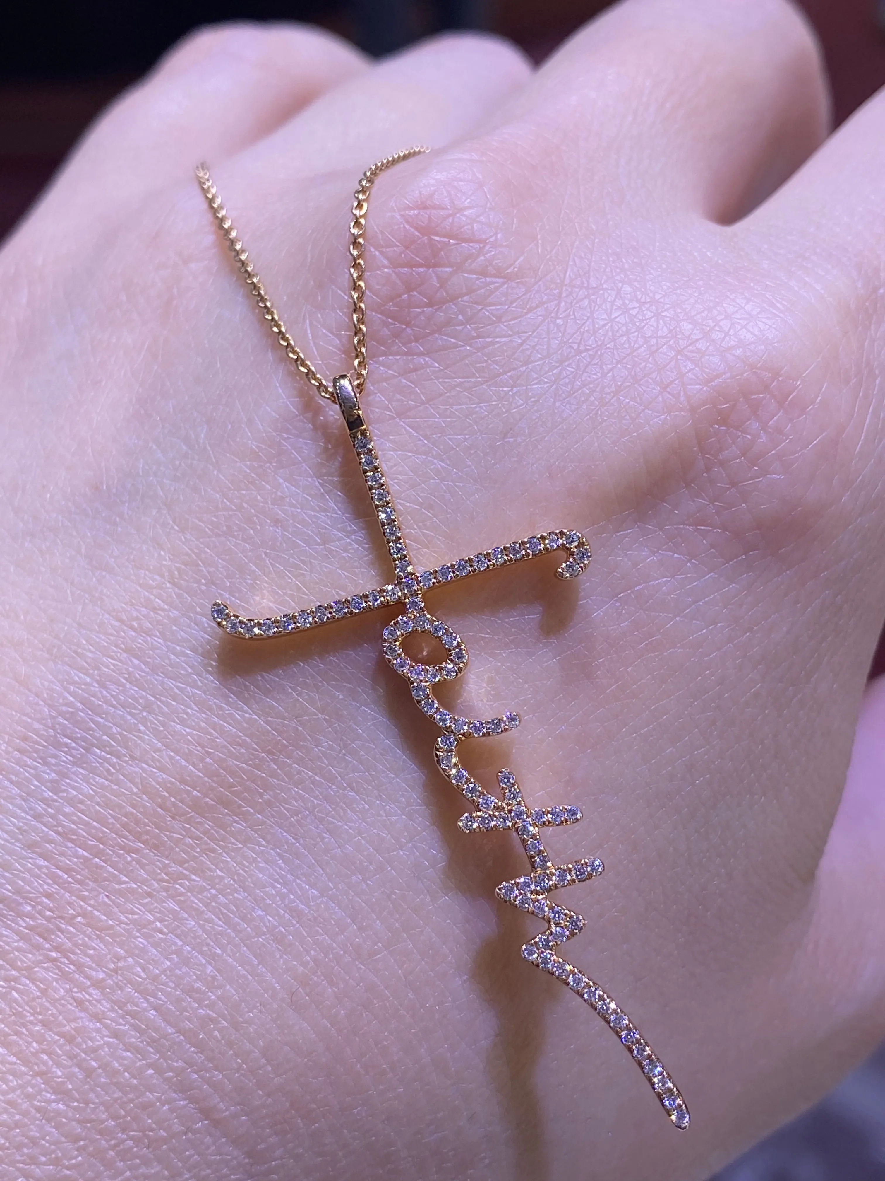 14K Gold Faith Cross Diamond Pendant