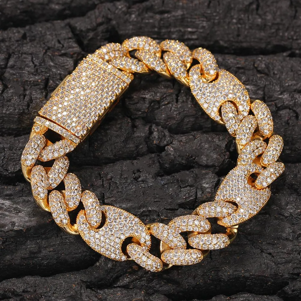 16mm Gold AAA Zircon Cuban G-Link Bracelet