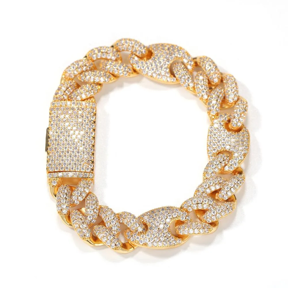 16mm Gold AAA Zircon Cuban G-Link Bracelet