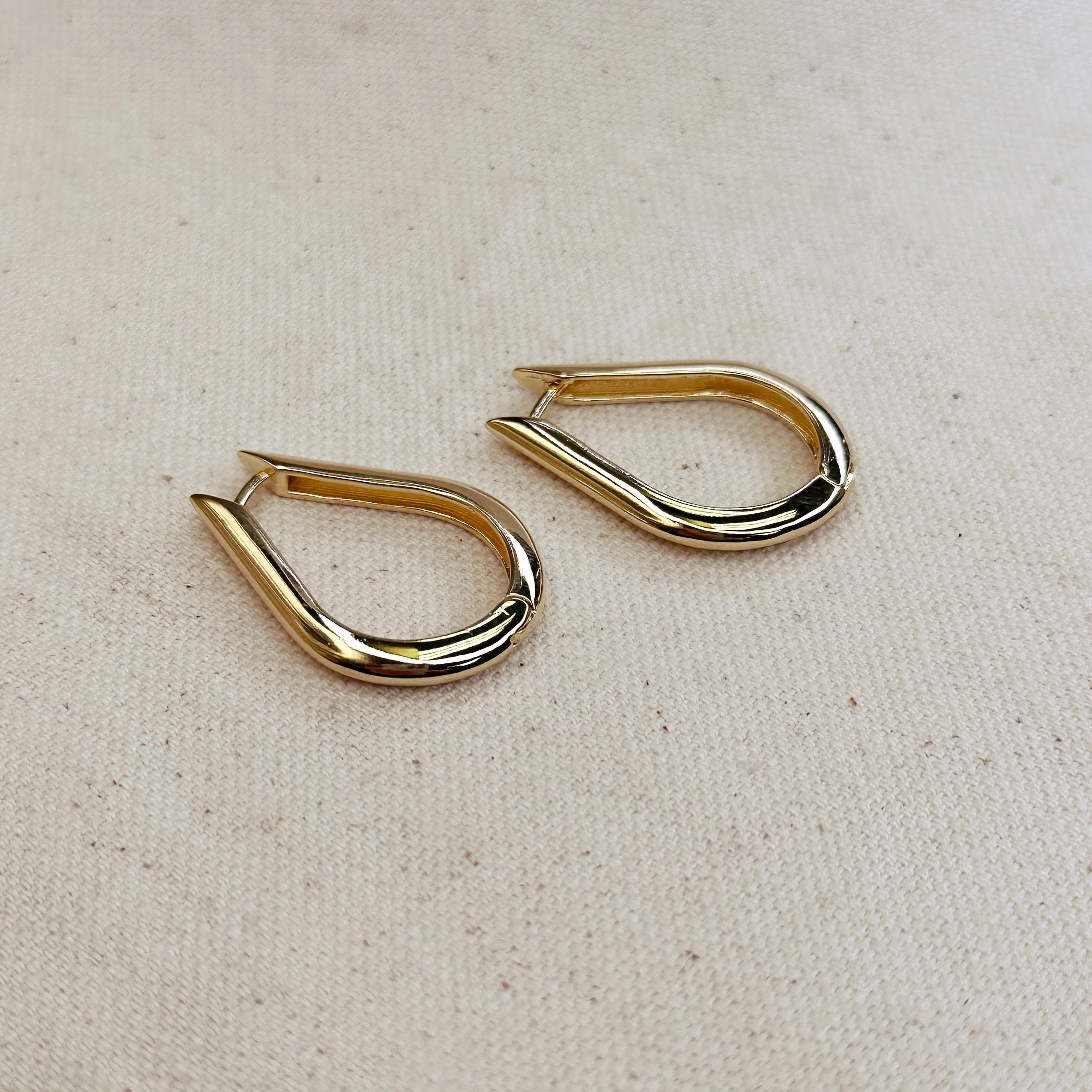 18k Gold Filled Teardrop Shaped Hoop Earrings