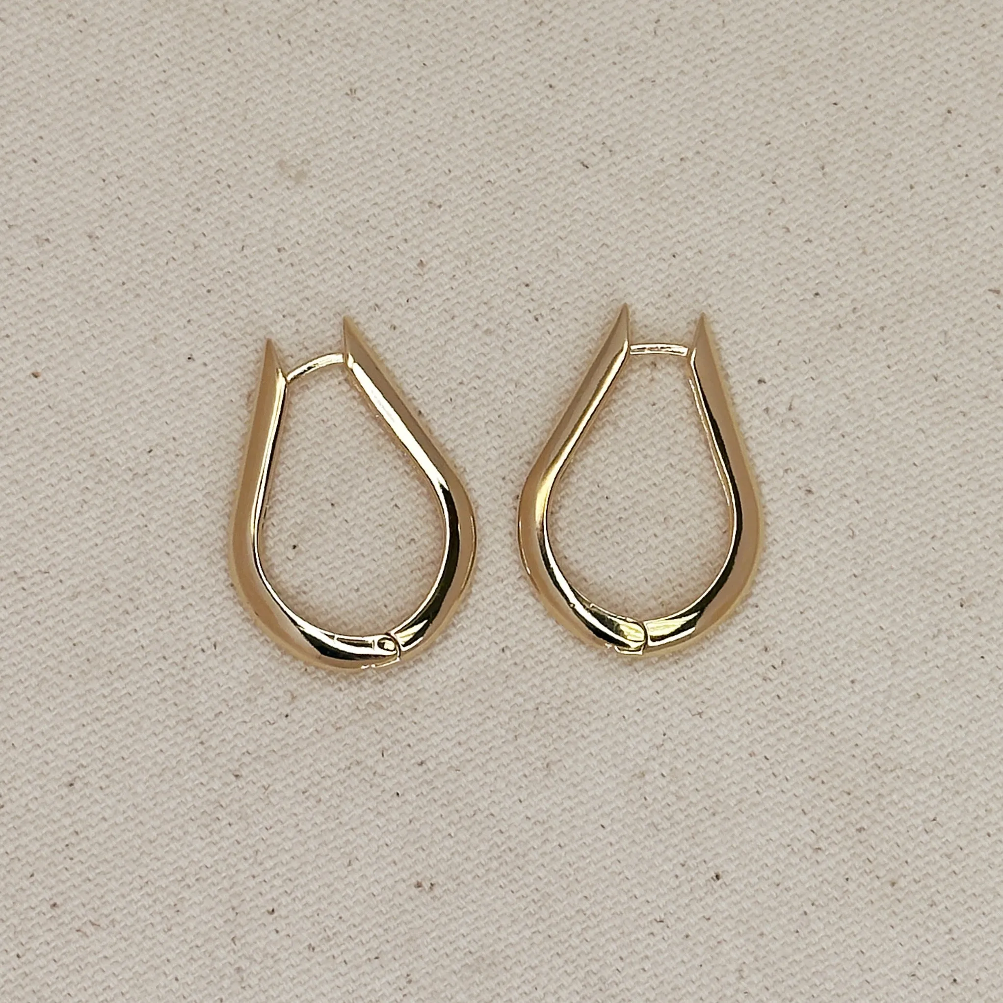 18k Gold Filled Teardrop Shaped Hoop Earrings