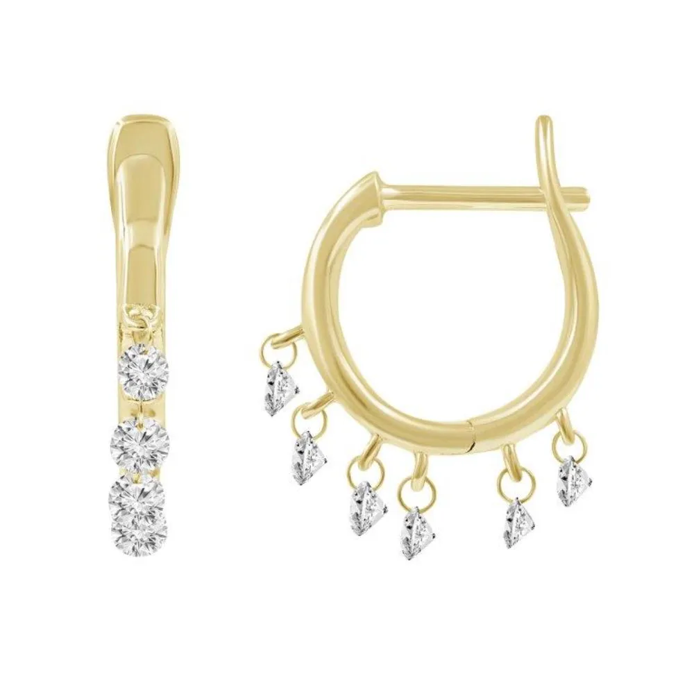 18k Gold Hoops with Diamond Dangles