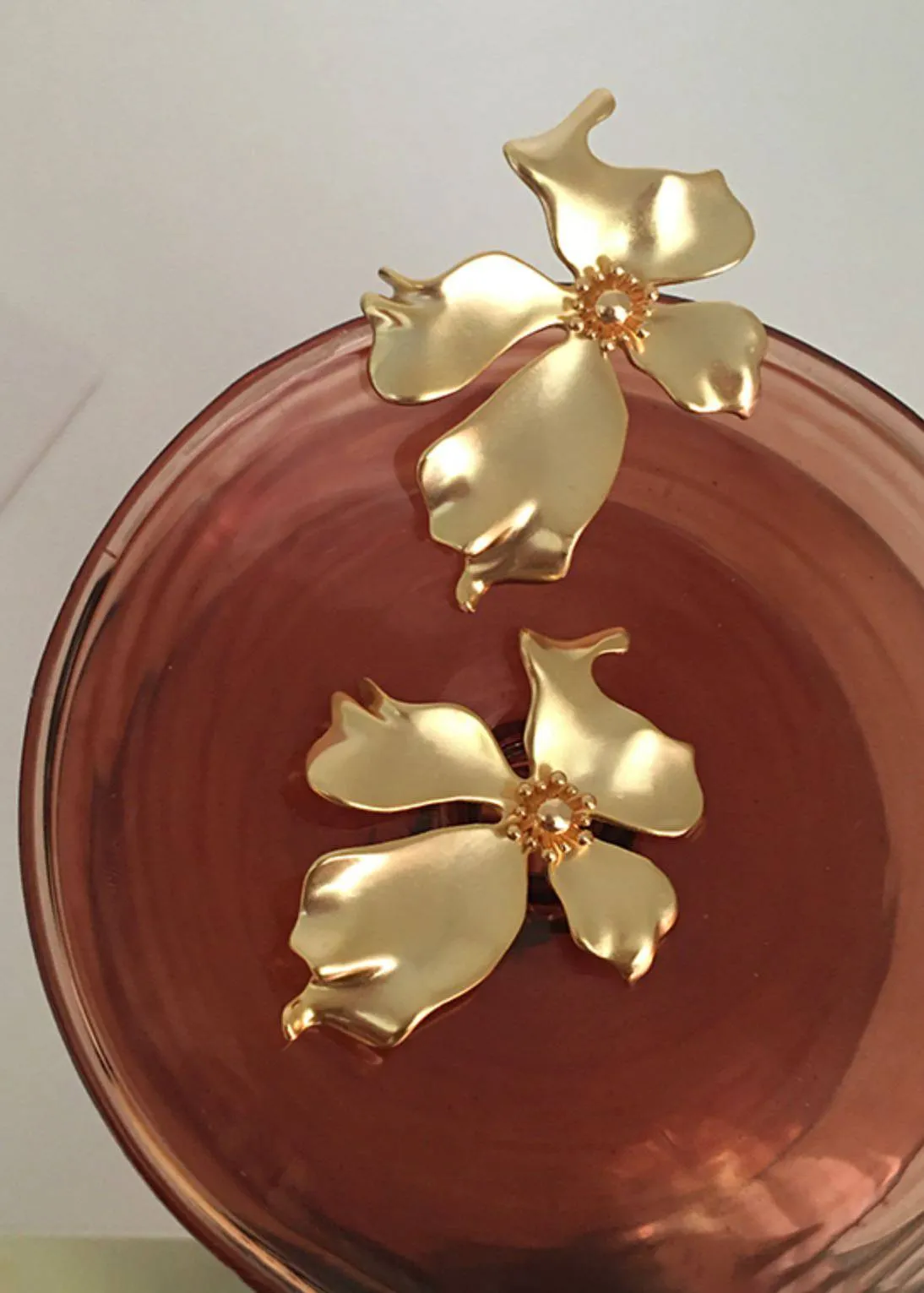 18K Gold Plate Floral Earrings