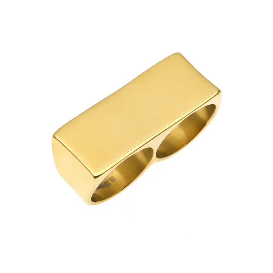 18K Gold Stainless Steel Double-Finger Ring