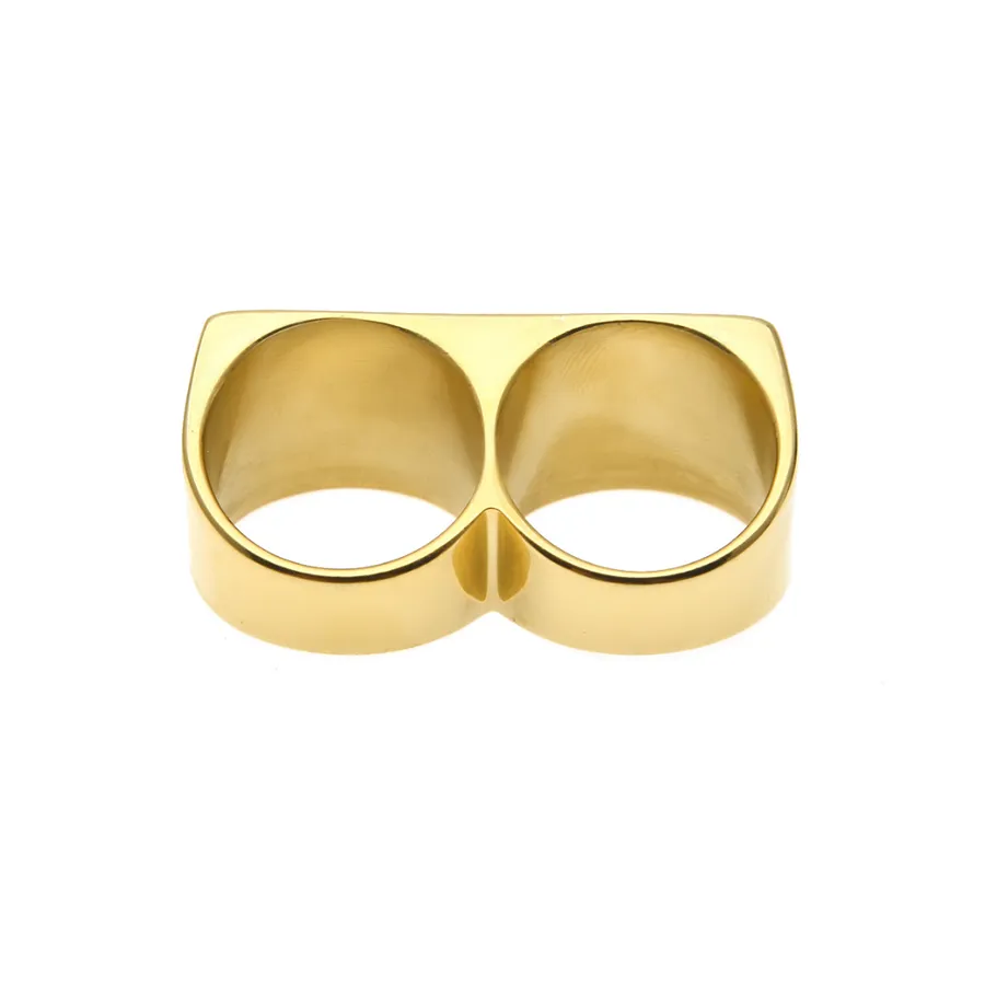 18K Gold Stainless Steel Double-Finger Ring