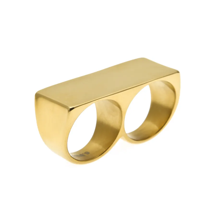 18K Gold Stainless Steel Double-Finger Ring