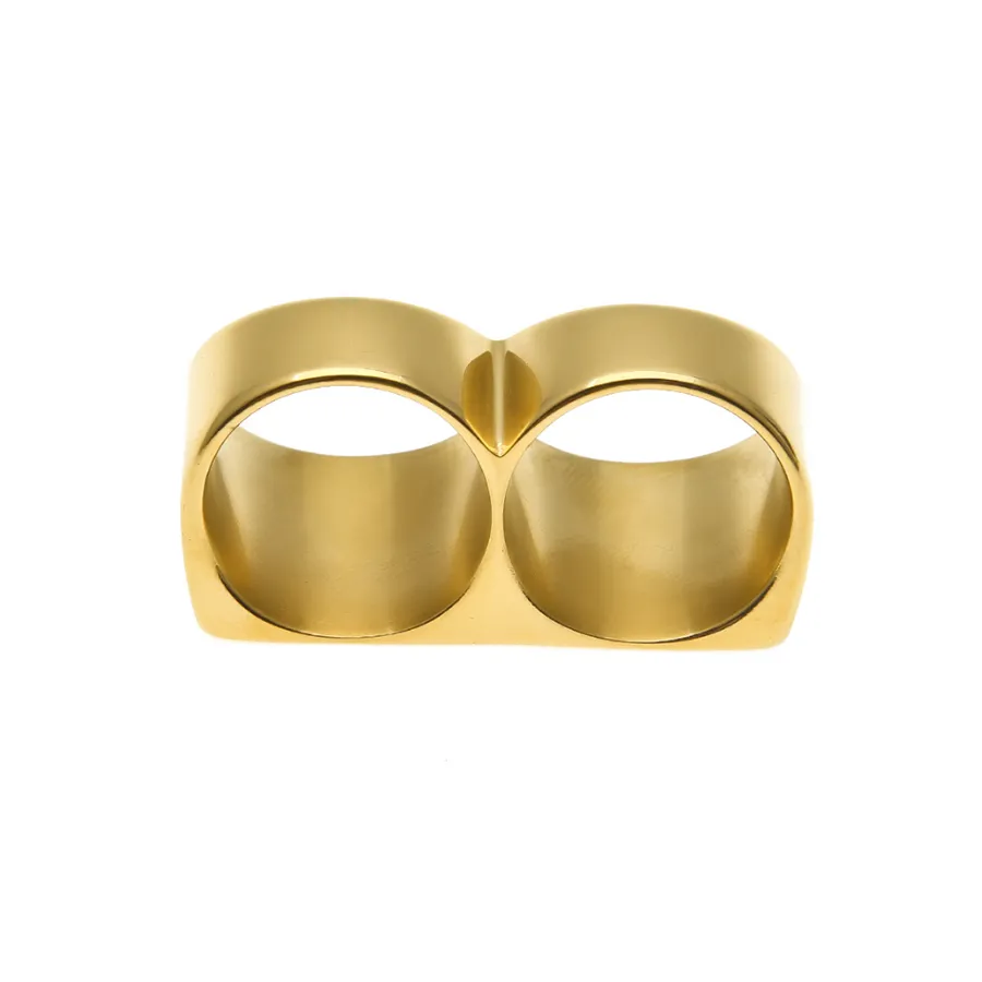 18K Gold Stainless Steel Double-Finger Ring