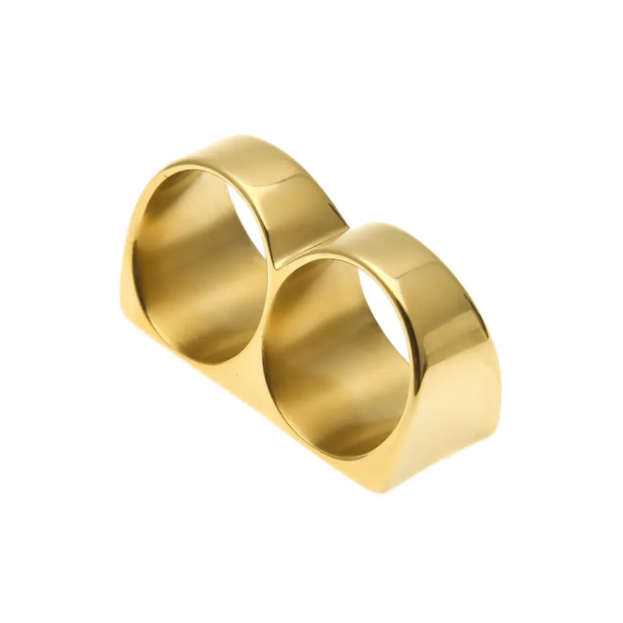 18K Gold Stainless Steel Double-Finger Ring