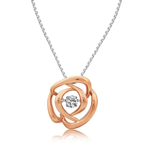 18K White & Rose Gold Rose Design Diamond Pendant