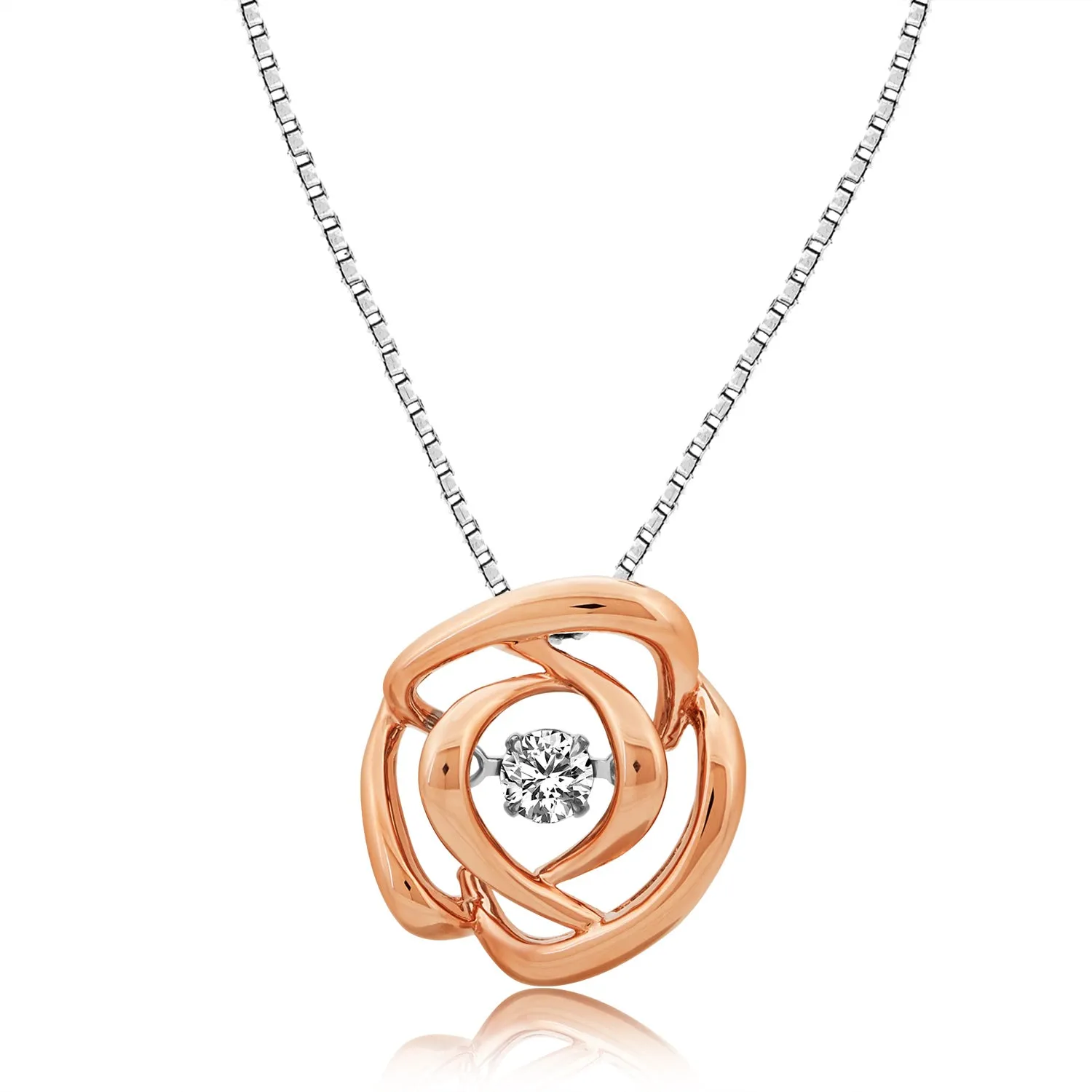 18K White & Rose Gold Rose Design Diamond Pendant