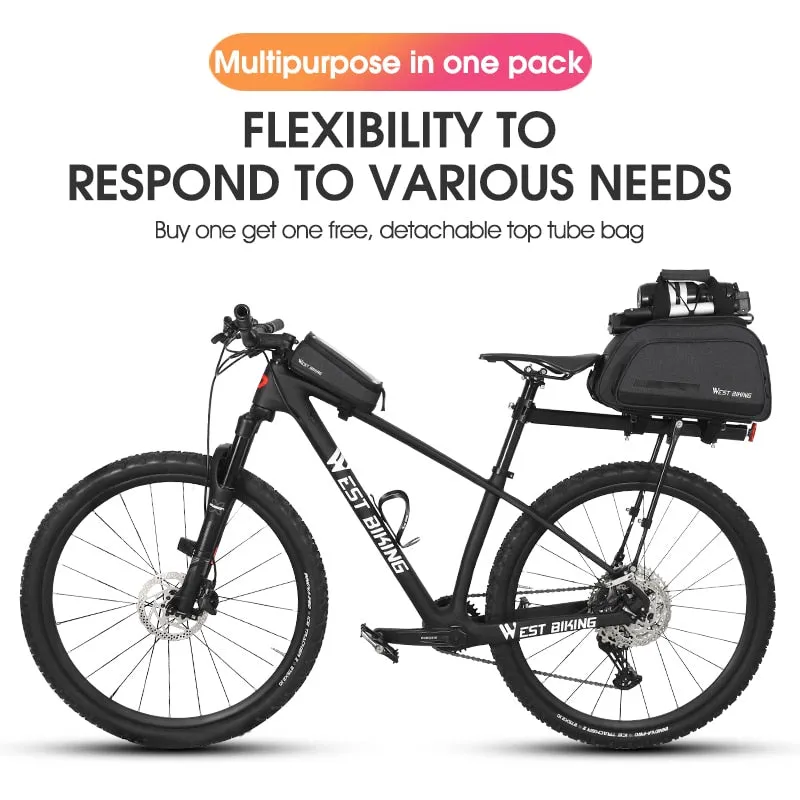 2 in 1 Bicycle Bag 10L Large Capacity Insulated Trunk Bag   1.5L Touch Screen Phone Bag MTB Bike Cycling Pannier