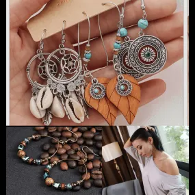 4 Pair Vintage Boho Earrings Set