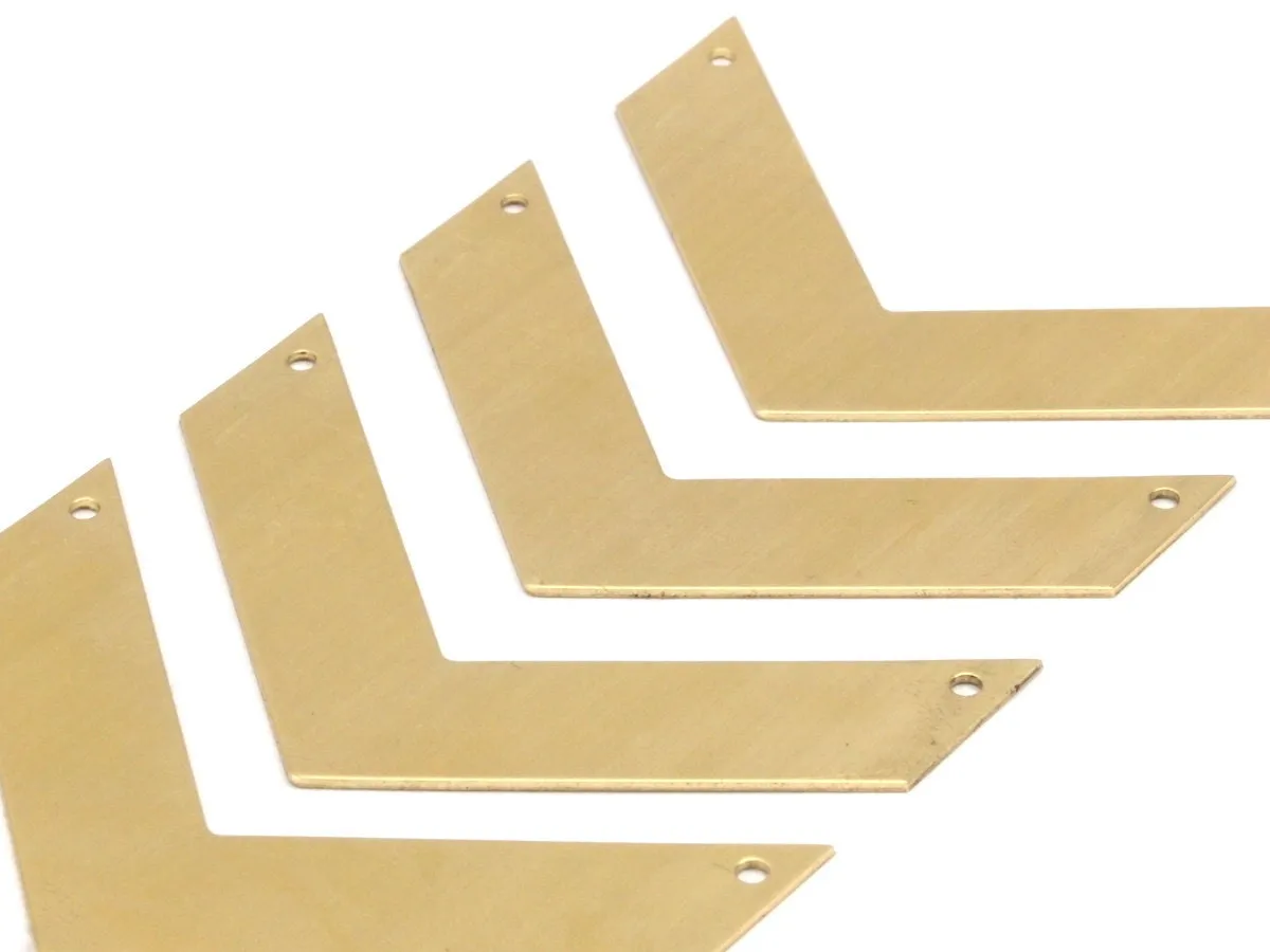 7 Raw Brass Chevrons 2 Holes (60x20x0.80mm)  D0415--N624