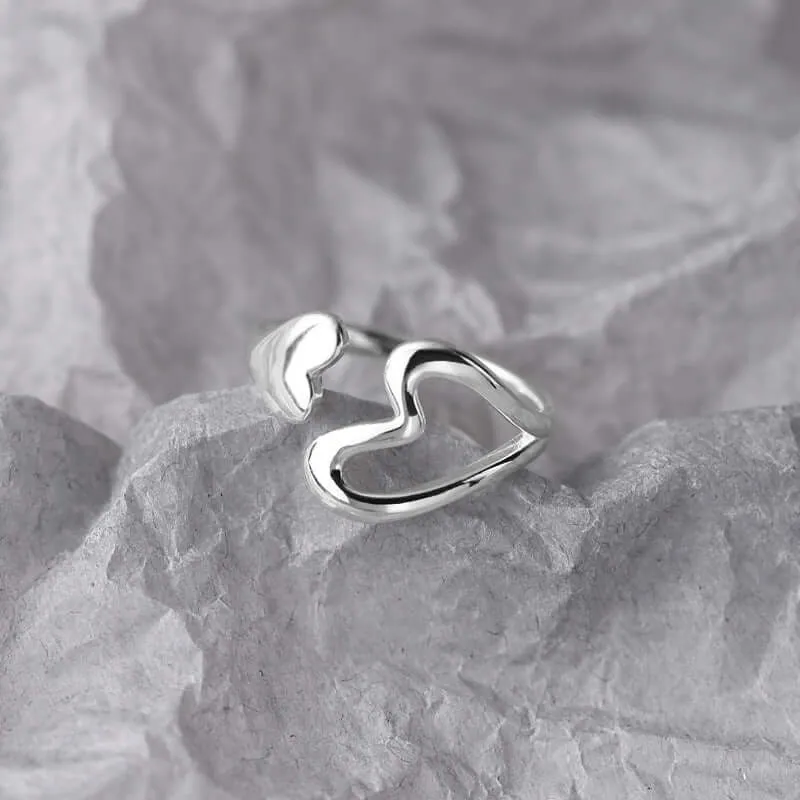 925 Sterling Silver Hollowed Out Heart Plain Ring