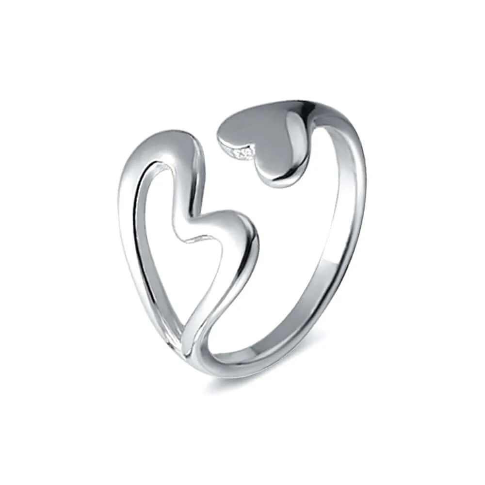 925 Sterling Silver Hollowed Out Heart Plain Ring