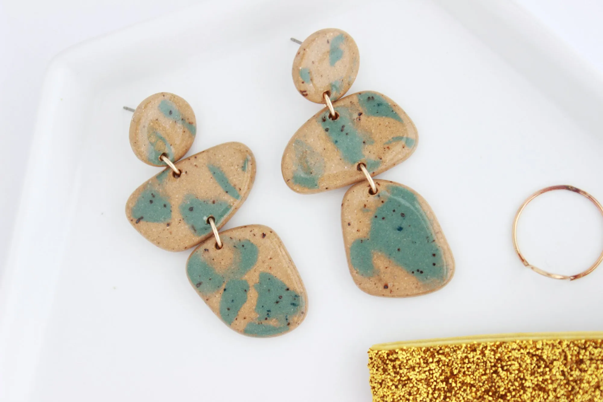 Abstract Pebble Statement Earrings