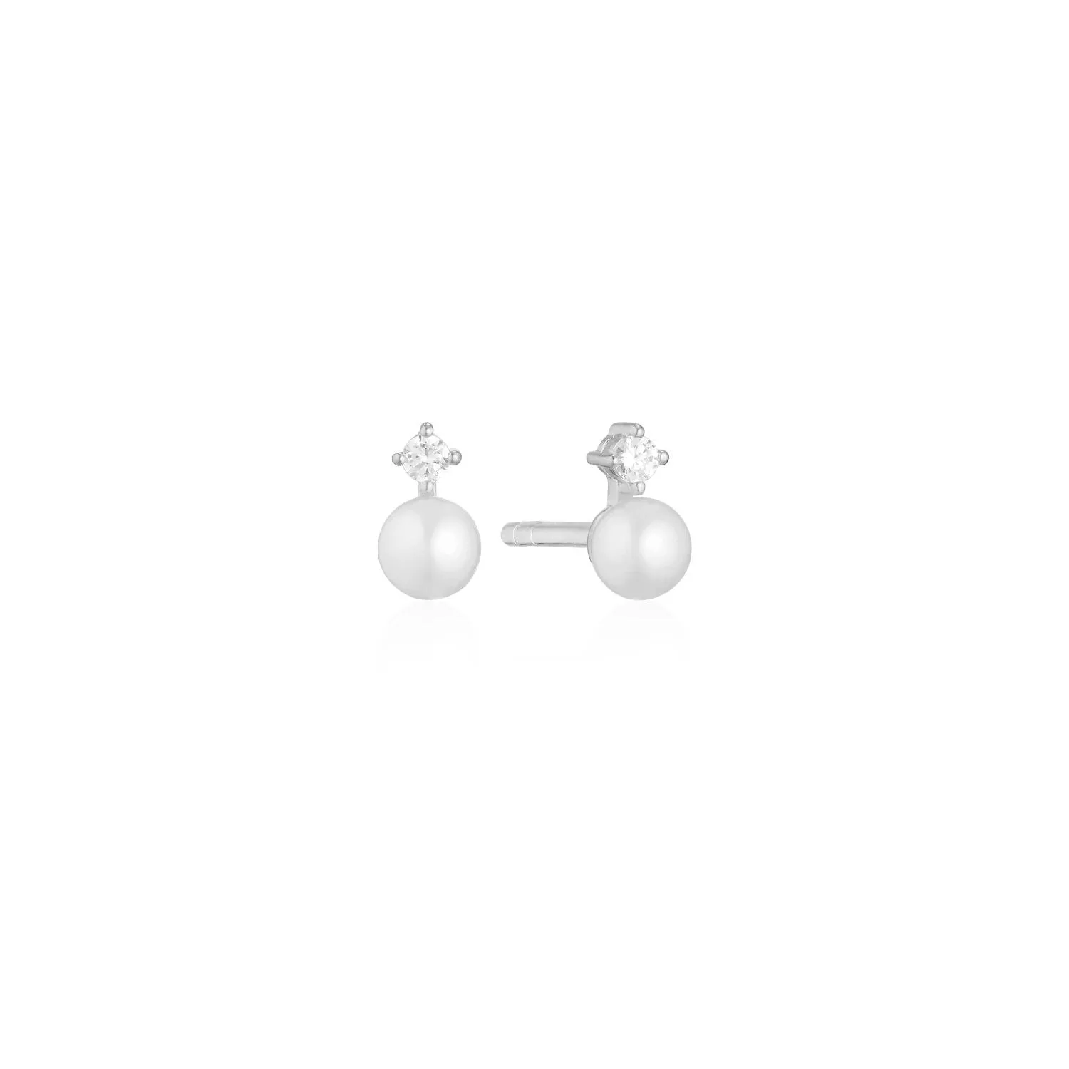 Adria Uno Piccolo Silver Studs w. White Zirconia & Pearl