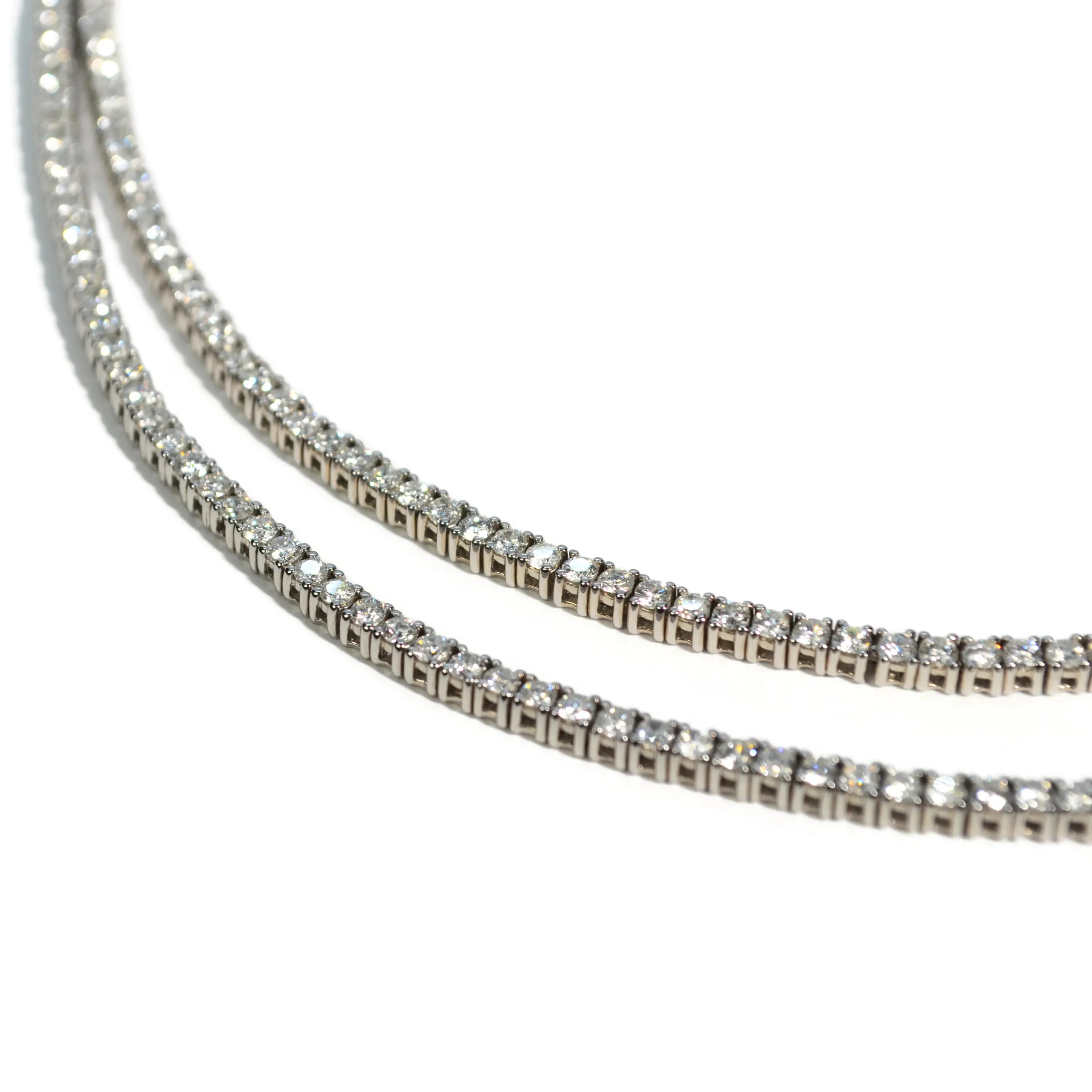 AFJ Diamond Collection - Double Strand Diamond Necklace, White Gold