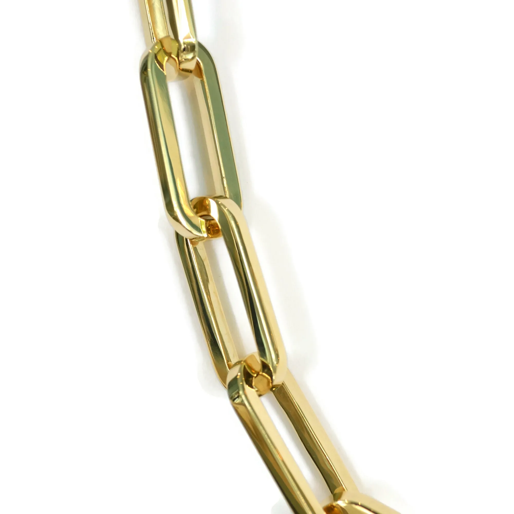 AFJ Gold Collection - Large Rectangular Paperclip Link Necklace, 18k Yellow Gold