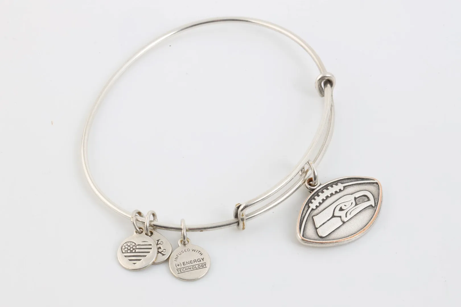 Alex and Ani 925 Silver Seahawks Charm Bangle Bracelet (11.81g.)