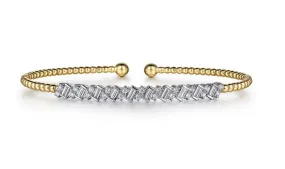 Alternating Round and Baguette Diamond Cuff