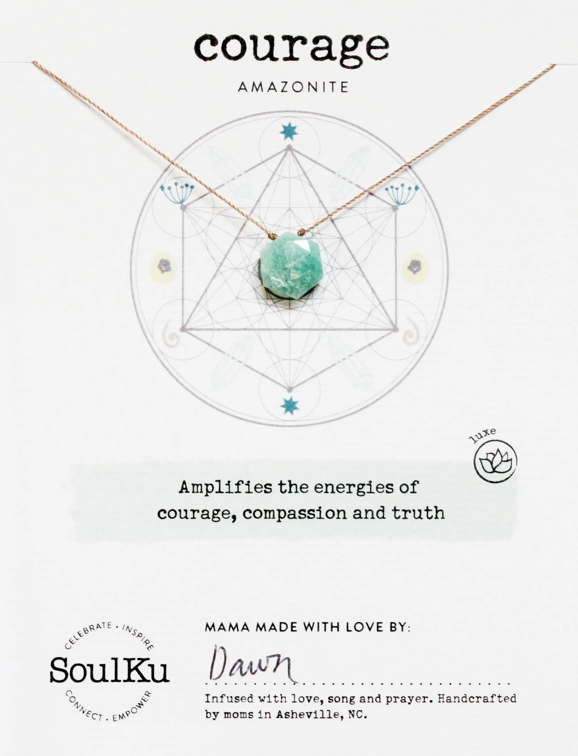 Amazonite Sacred Geometry Necklace for Courage