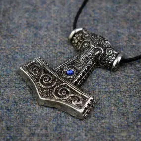 Asgard Skane Hammer - Pewter or Silver – Blue Red or Green Stones