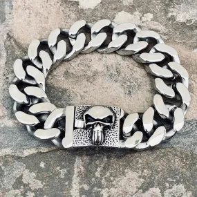 Bagger Bracelet - EASY BIKER - Skull Polished - 3/4 wide - B129