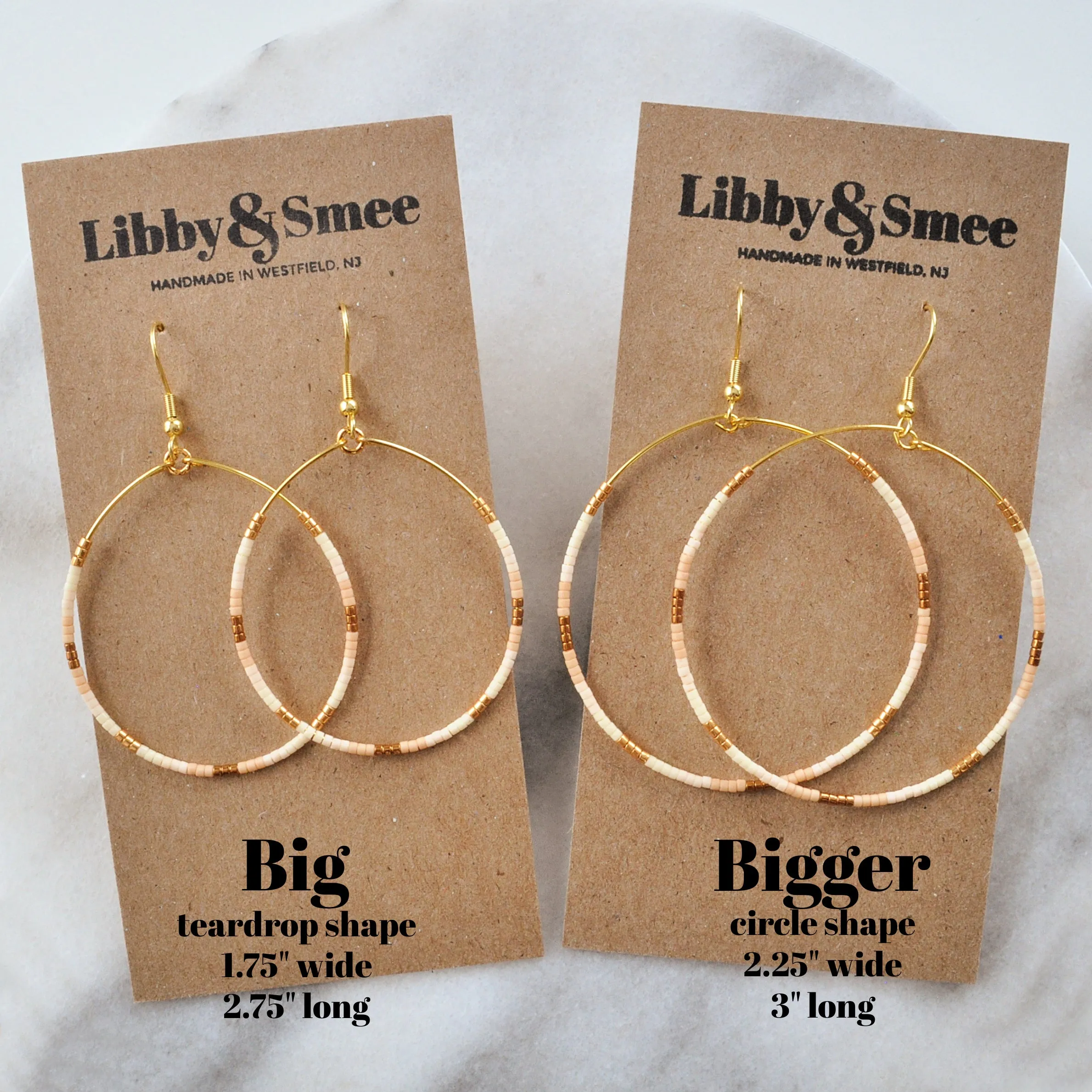 Big Beaded Hoops - CREAMY