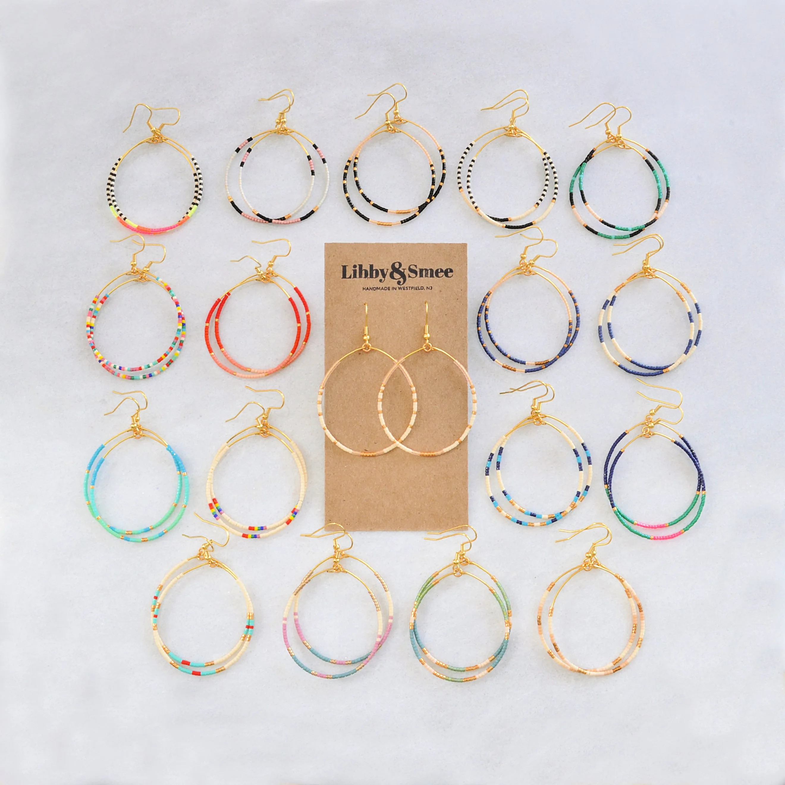 Big Beaded Hoops - CREAMY