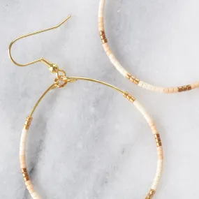 Big Beaded Hoops - CREAMY