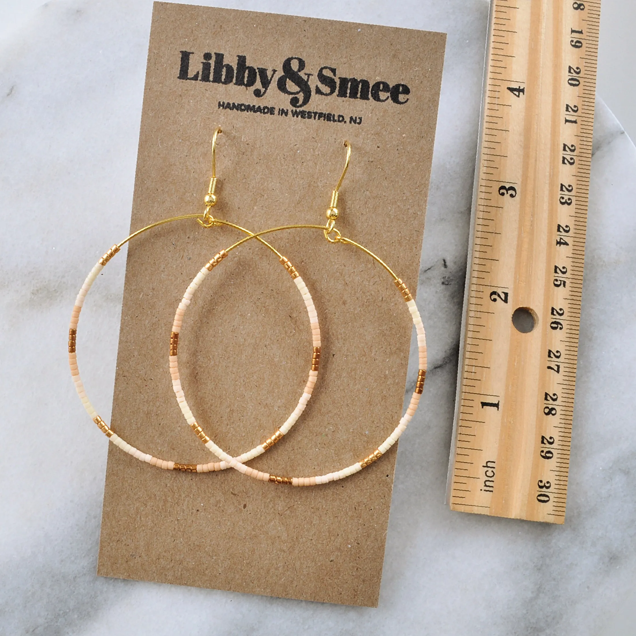 Big Beaded Hoops - CREAMY