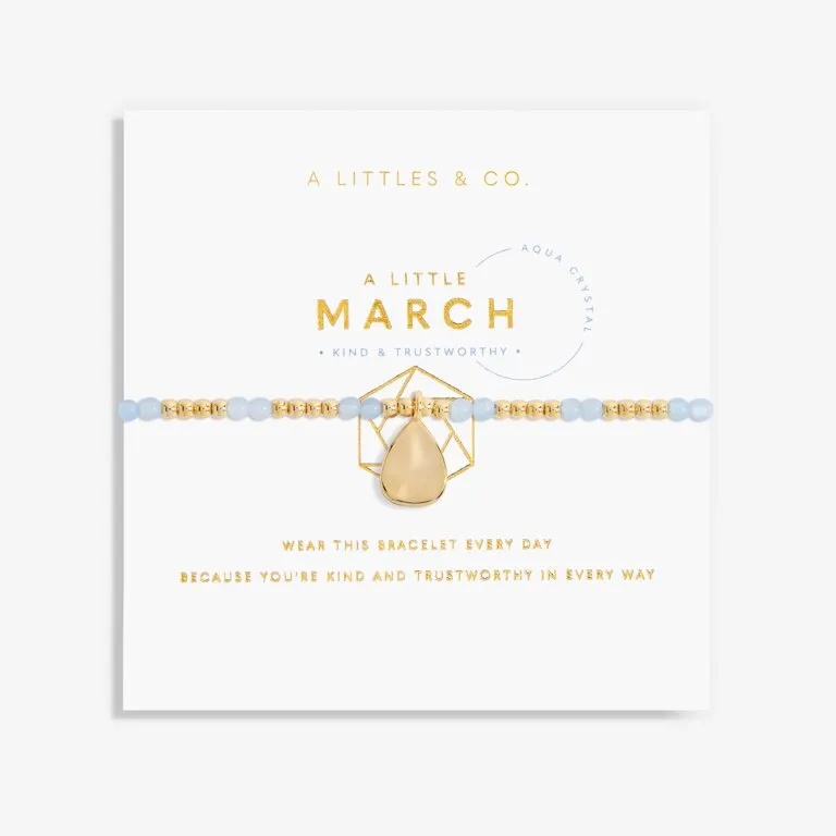 Birthstone A Little March Bracelet in Gold-Tone Plating - Aqua Crystal