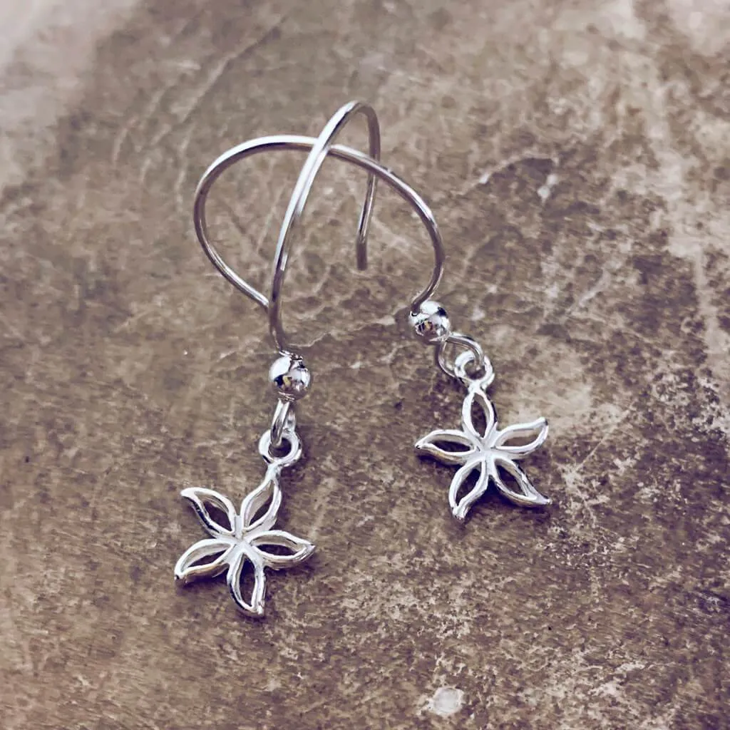 bloom // baby boho sterling silver open flower outline charm earrings