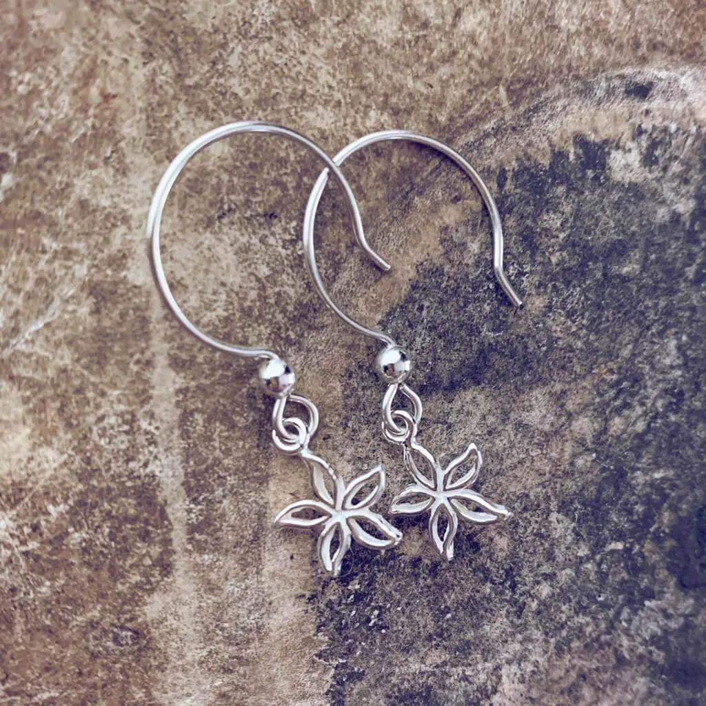 bloom // baby boho sterling silver open flower outline charm earrings