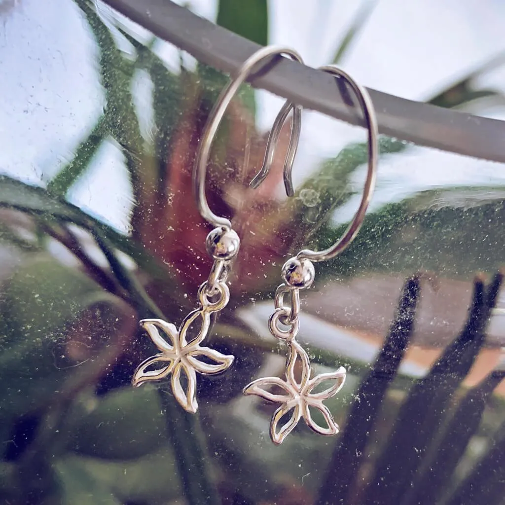 bloom // baby boho sterling silver open flower outline charm earrings