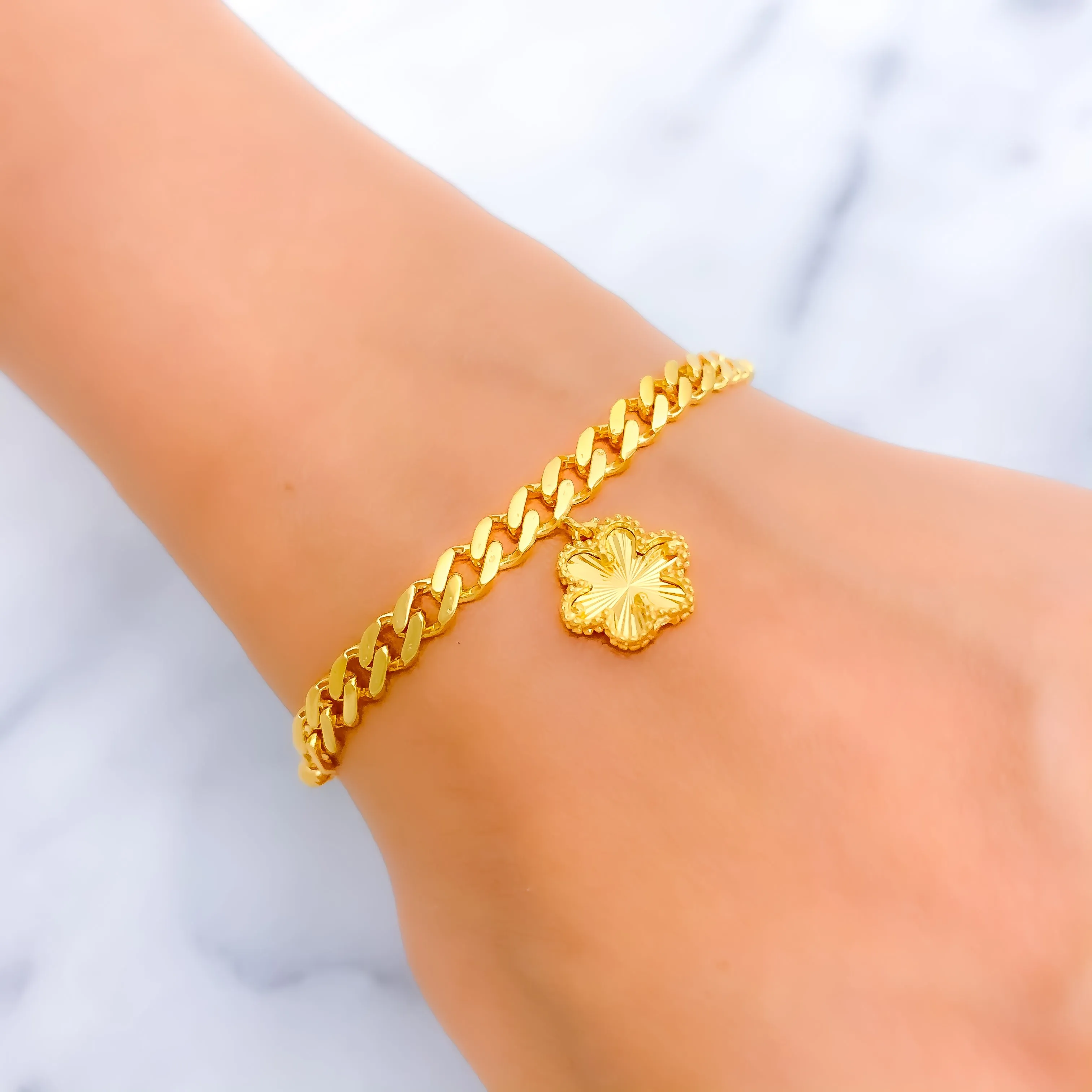 Blooming Flower 21k Gold Bracelet