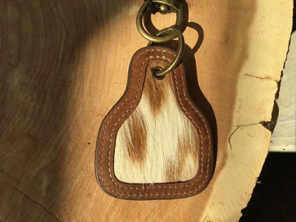 Brown & White Natural Hide KeyChain