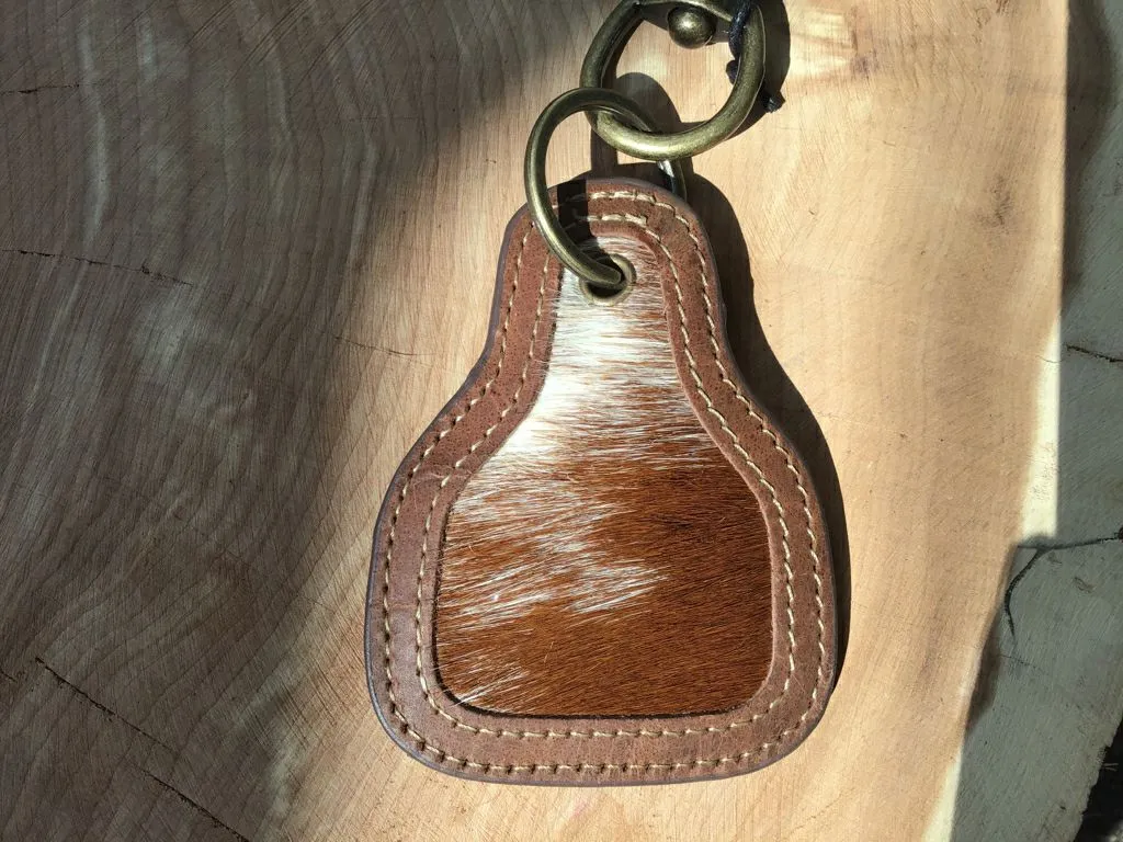 Brown & White Natural Hide KeyChain