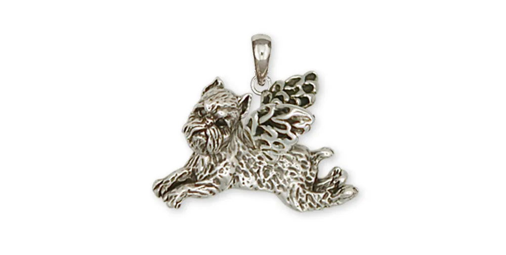 Brussels Griffon Angel Pendant Handmade Sterling Silver Dog Jewelry GF6-AP