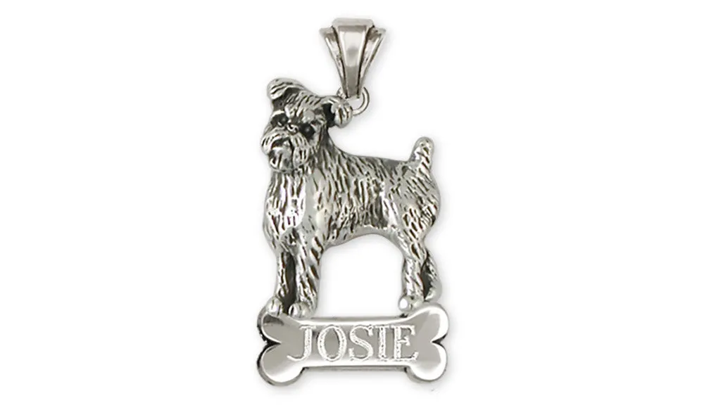 Brussels Griffon Personalized Pendant Handmade Sterling Silver Dog Jewelry GR38-NP