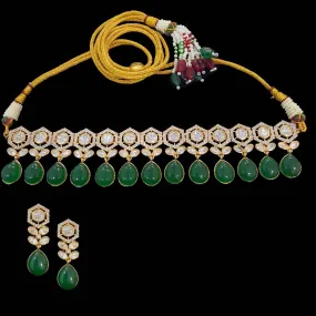 C188 green cz polki gold plated choker ( READY TO SHIP)