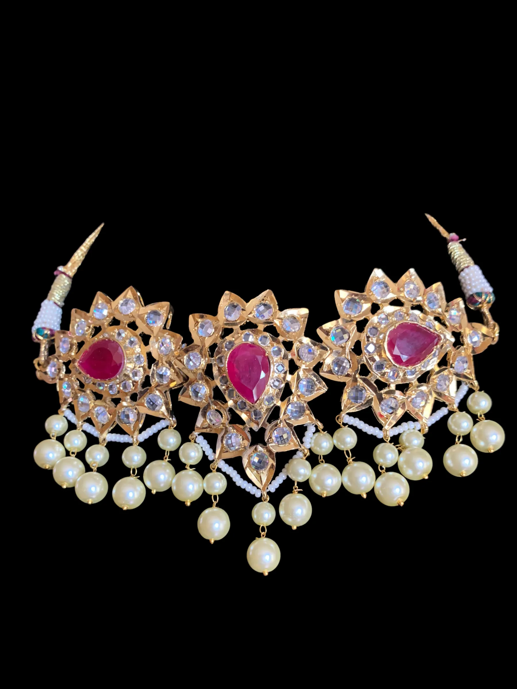 C203 Shaburi gold plated Hyderabadi choker with earrings ( READY TO SHIP)