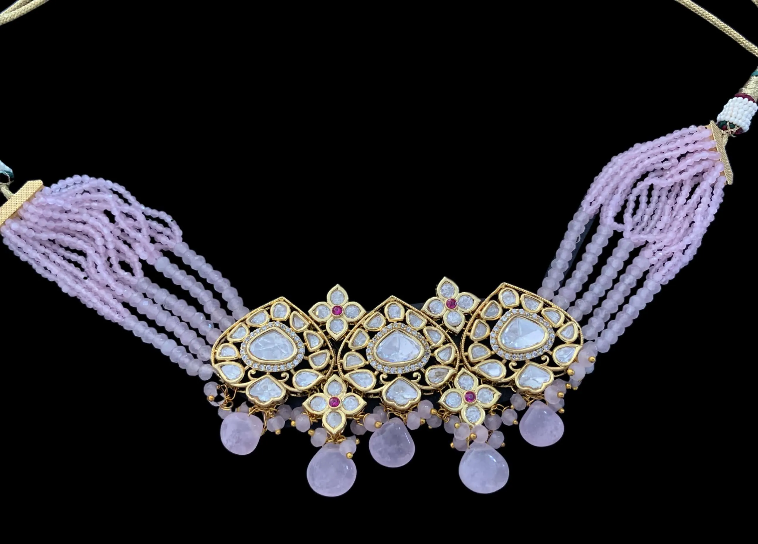 C292 Neelam polki choker in pink  ( READY TO SHIP )