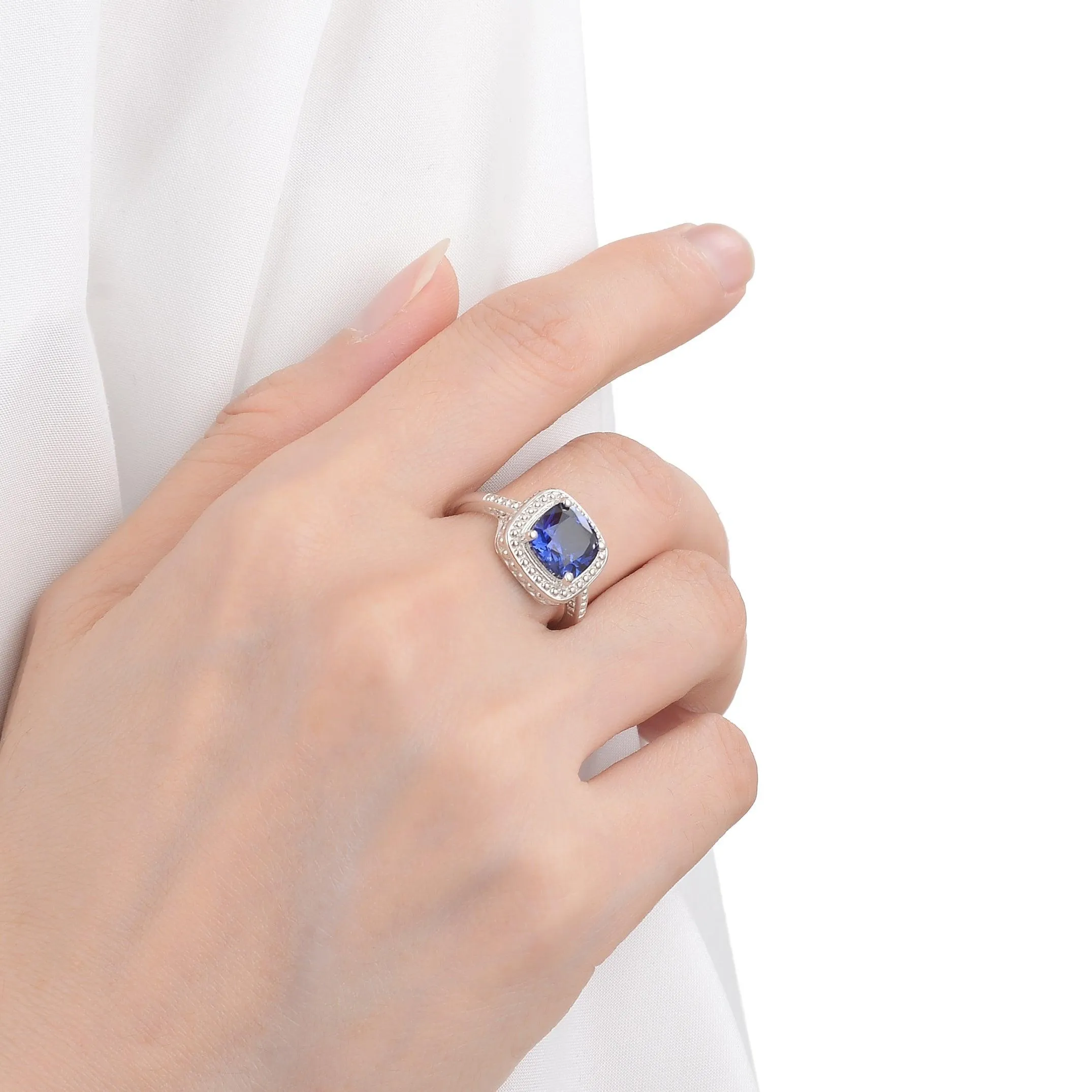 Ceylon Sapphire Cushion Statement Ring