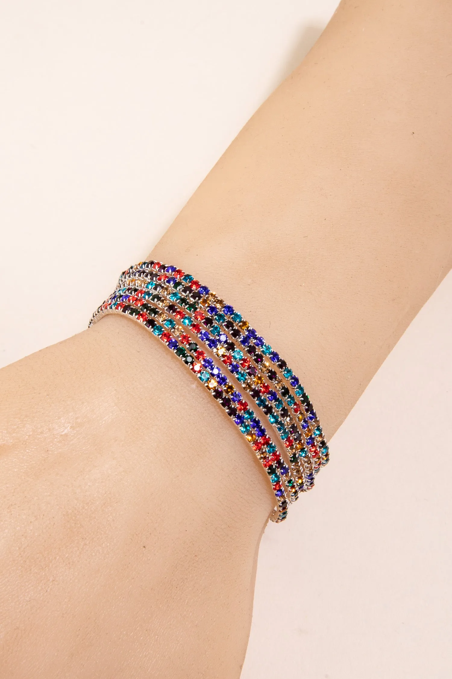 Chantria 6-Layer Rhinestone Stretch Bracelet