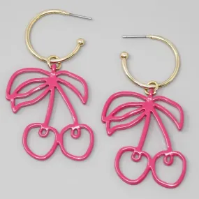 Cherry Charm Hoop Earrings